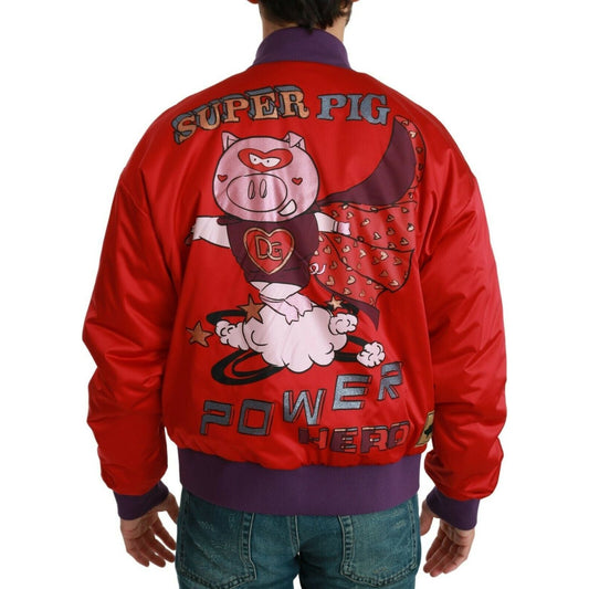 Dolce & Gabbana Red YEAR OF THE PIG Bomber Jacket JKT2610-44