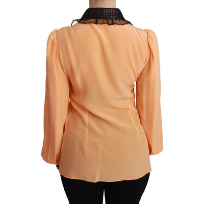 Dolce & Gabbana Yellow Silk Sequin Lace Blouse Shirt