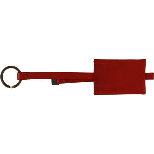 Costume National Red Leather Branded Logo Keyring Keychain SMY7056