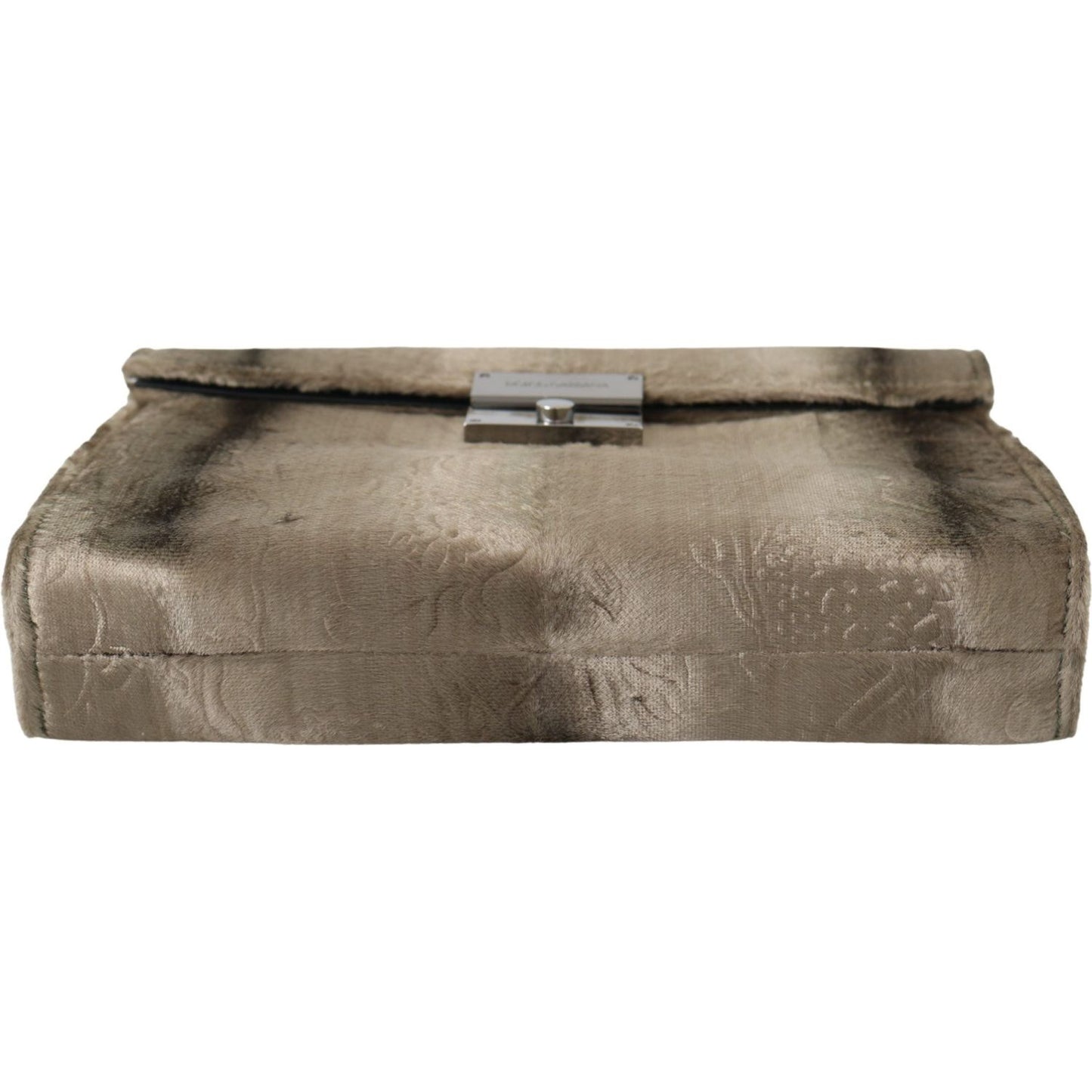 Dolce & Gabbana Beige Velvet Floral Leather Men Document Briefcase Dolce & Gabbana