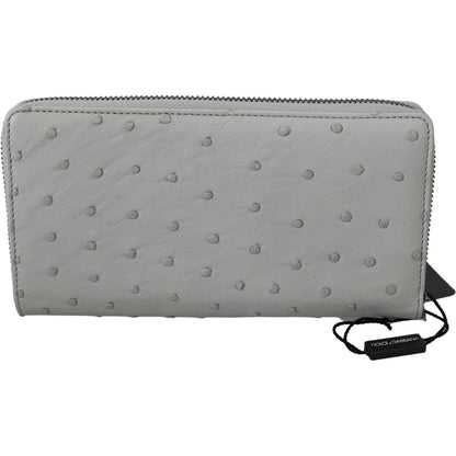 Dolce & Gabbana White Ostrich Leather Continental Mens Clutch Wallet Dolce & Gabbana