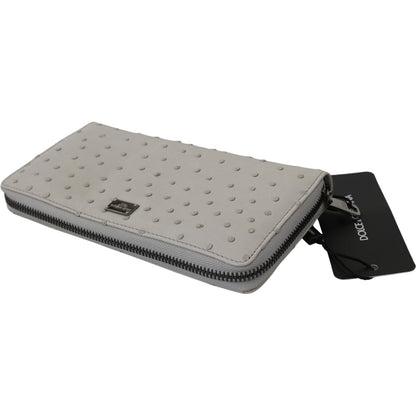 Dolce & Gabbana White Ostrich Leather Continental Mens Clutch Wallet Dolce & Gabbana