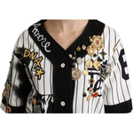 Dolce & Gabbana White and black Blouse Cotton Crystal Charms Amore Shirt TSH4848-36