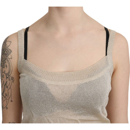 BYBLOS Beige Sleeveless Spaghetti Strap Tank See Through Top BYBLOS