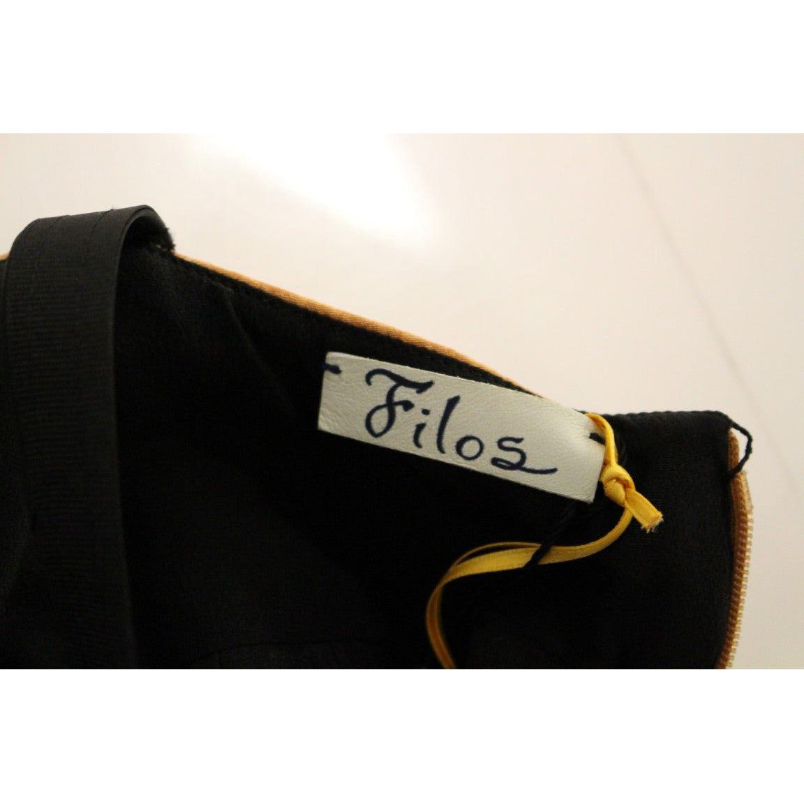 FILOS Black Bronze Silk Sleeveless Above Sheath Dress