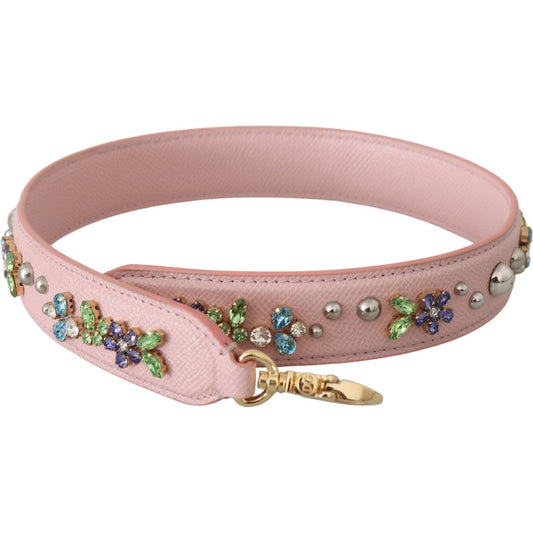 Dolce & Gabbana Pink Leather Crystal Stud Accessory Shoulder Strap Dolce & Gabbana
