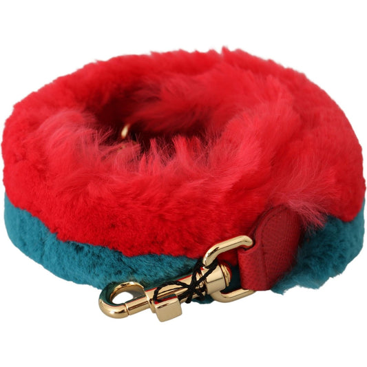 Dolce & Gabbana Red Blue Rabbit Fur Leather Shoulder Strap Dolce & Gabbana