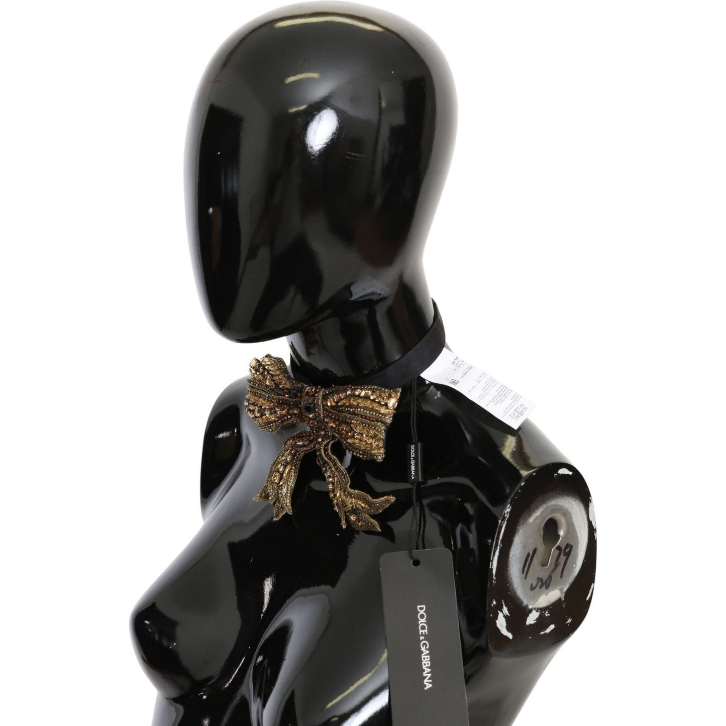 Dolce & Gabbana Gold Crystal Beaded Sequined 100% Silk Catwalk Necklace Dolce & Gabbana