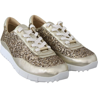 Jimmy Choo Gold Leather Antique Monza Sneakers