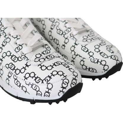 Jimmy Choo White and Black Leather Monza Sneakers