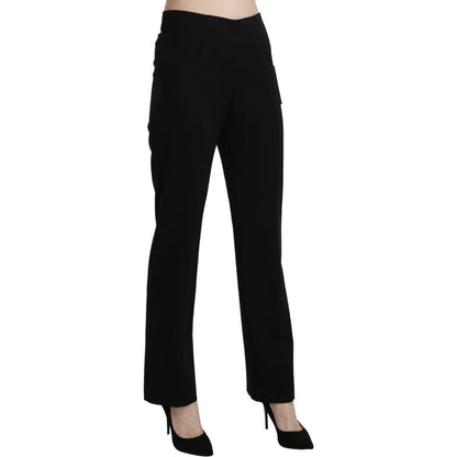 BENCIVENGA Black High Waist Straight Formal Dress Trouser BENCIVENGA