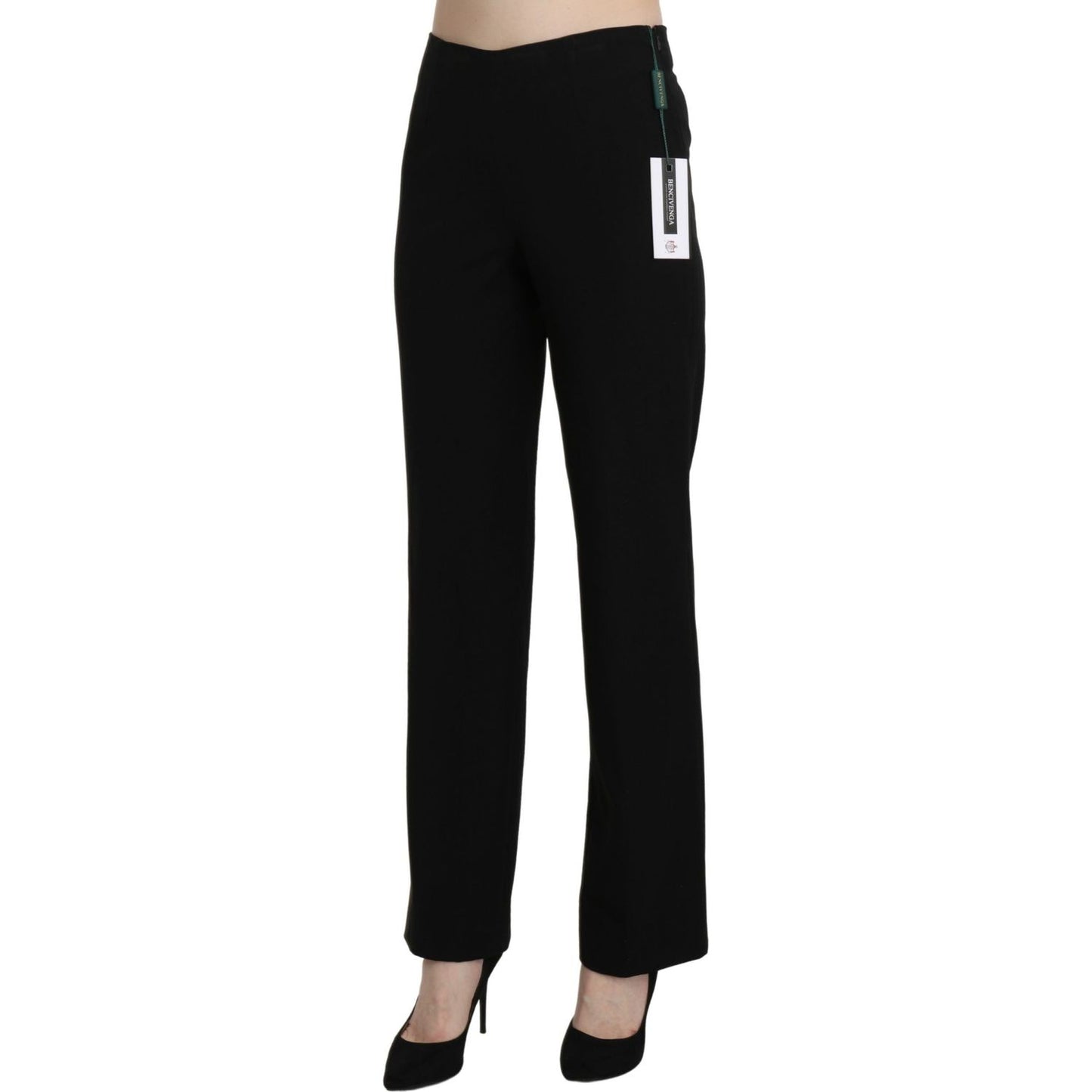 BENCIVENGA Black High Waist Straight Formal Dress Trouser BENCIVENGA