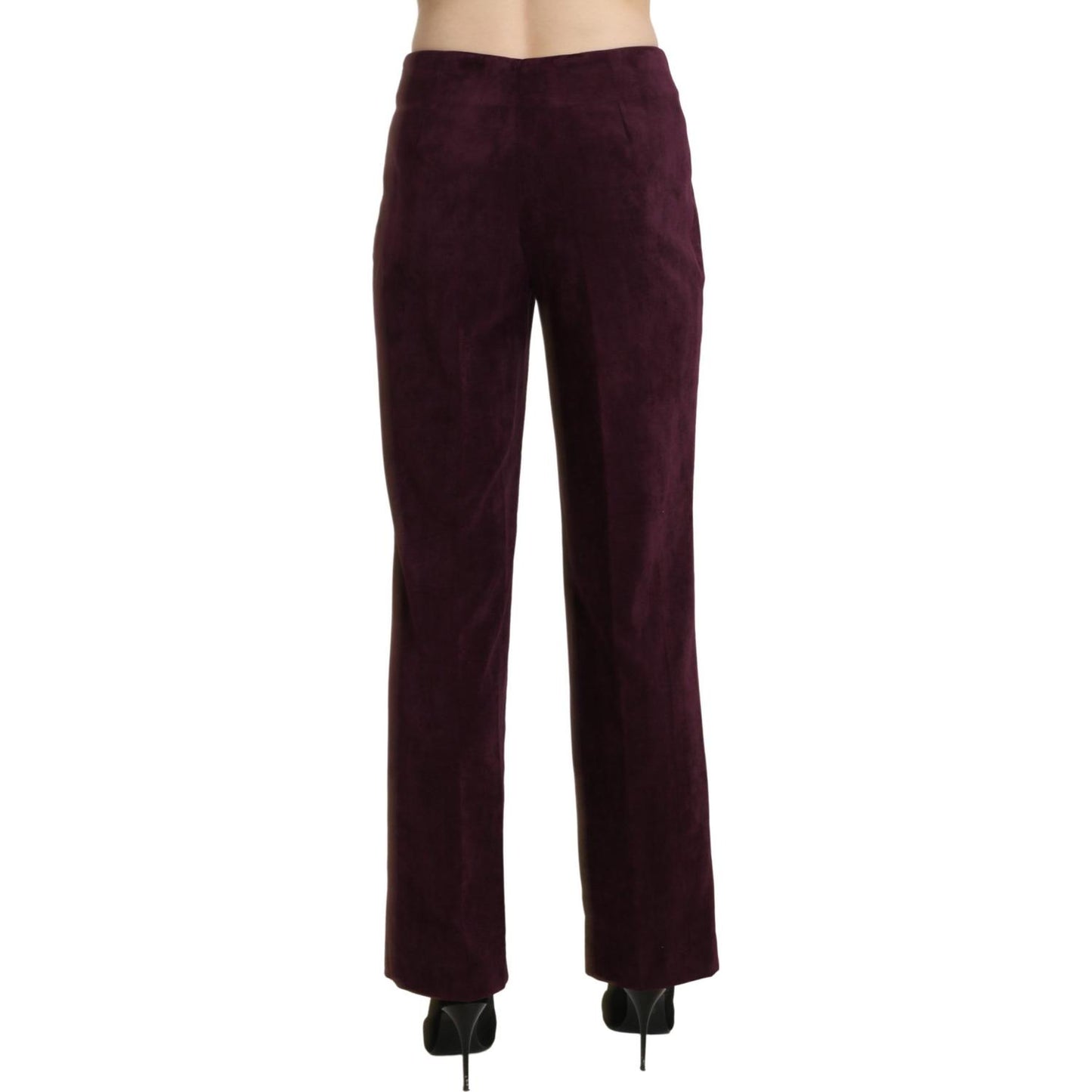 BENCIVENGA Purple Suede High Waist Straight Trouser Pants BENCIVENGA
