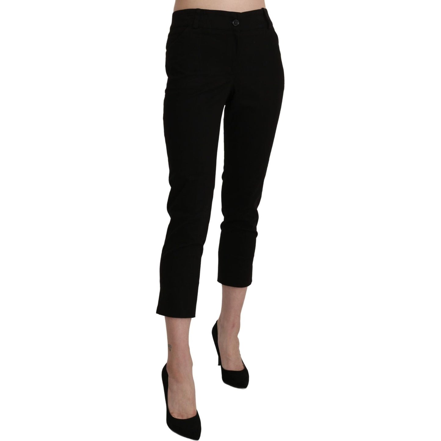 BENCIVENGA Black High Waist Skinny Cropped Dress Trouser Pants BENCIVENGA