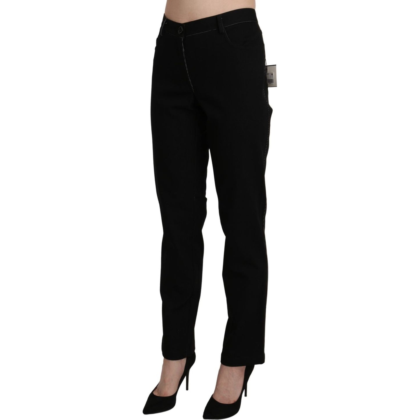 BENCIVENGA Black High Waist Straight Casual Trouser Pant BENCIVENGA