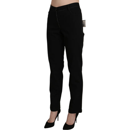 BENCIVENGA Black High Waist Straight Casual Trouser Pant BENCIVENGA