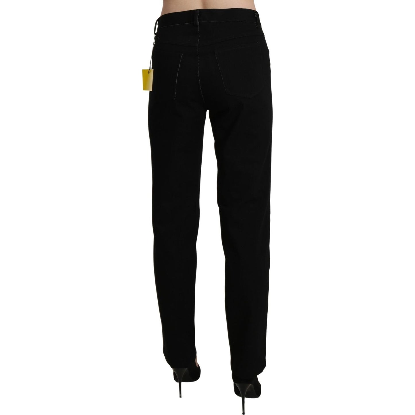 BENCIVENGA Black High Waist Straight Casual Trouser Pant BENCIVENGA