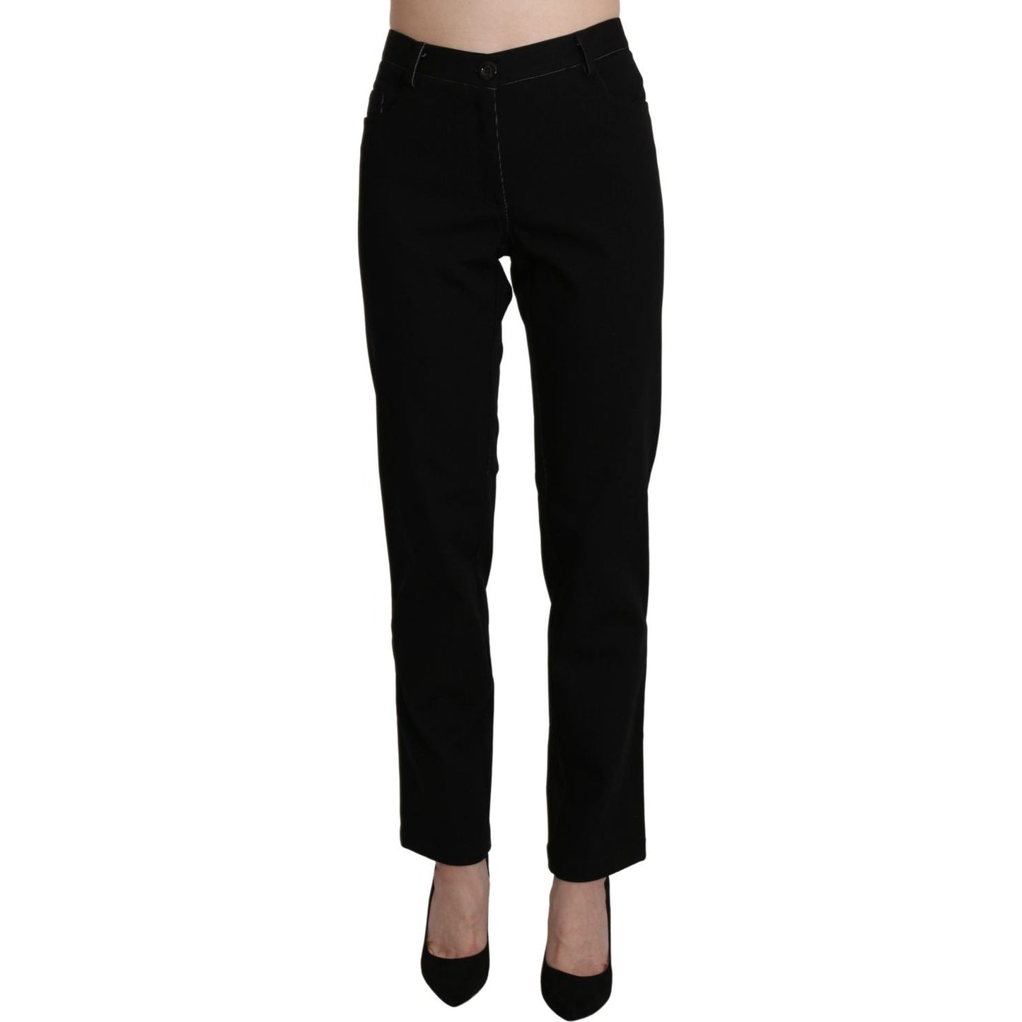 BENCIVENGA Black High Waist Straight Casual Trouser Pant BENCIVENGA