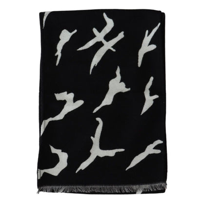 Givenchy Black White Wool Unisex Winter Warm Scarf Wrap Shawl Givenchy