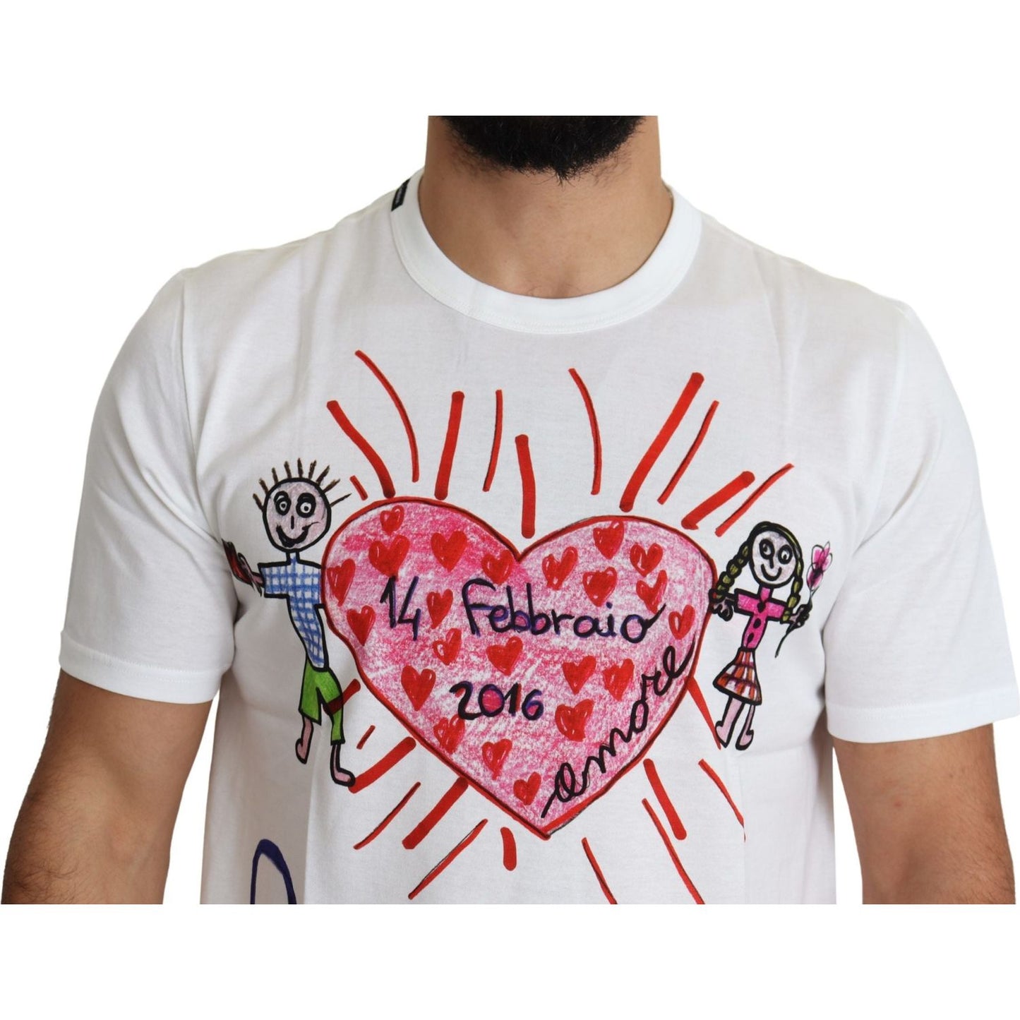 Dolce & Gabbana White Saint Valentine Hearts Print Men T-shirt TSH5471-46