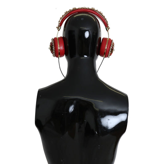 Dolce & Gabbana FRENDS Leather Red Floral Crystal Headset Headphones