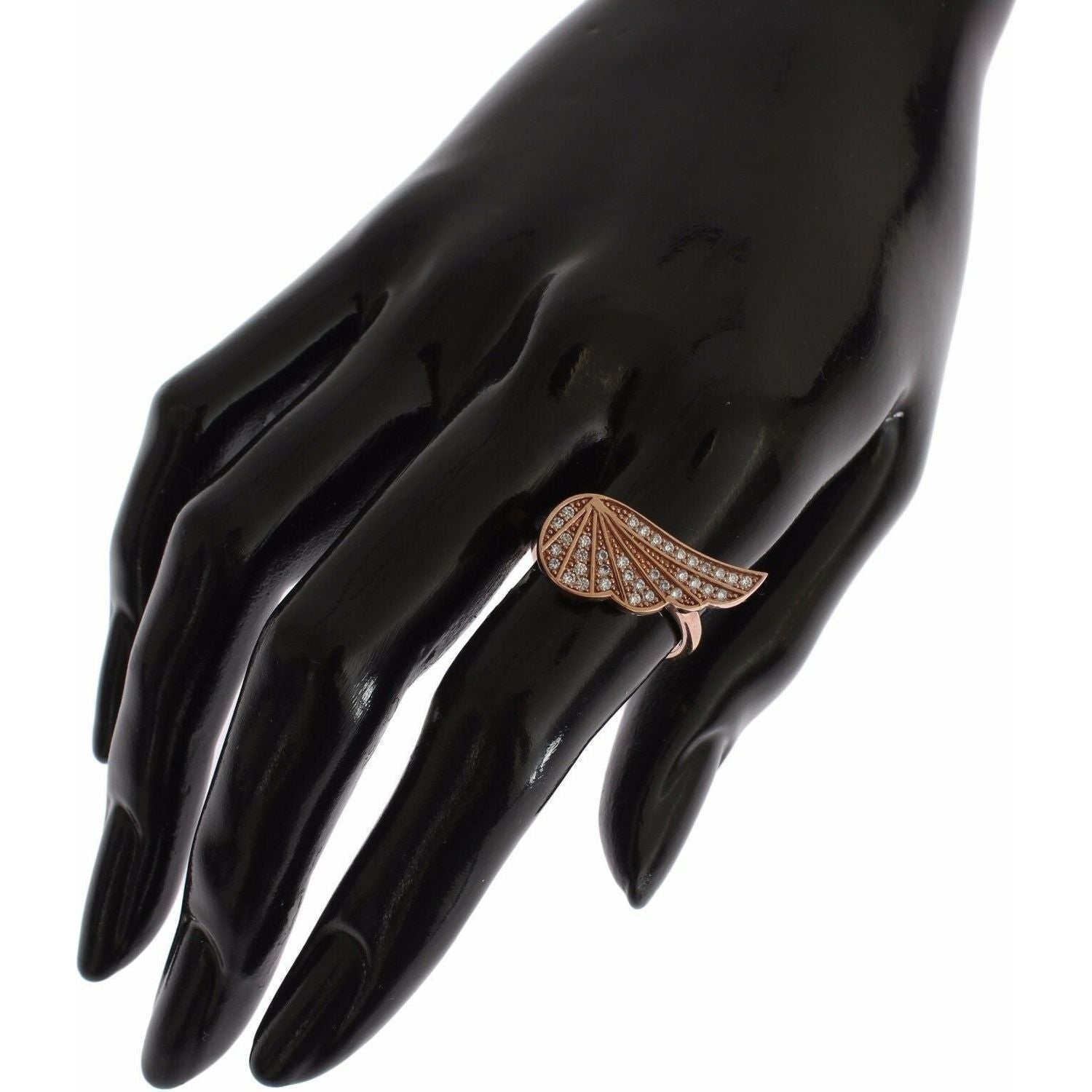 Nialaya Pink Gold 925 Silver Womens Clear CZ Ring