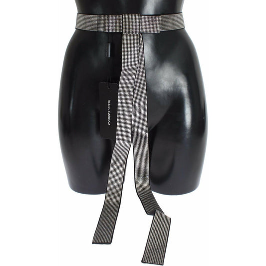 Dolce & Gabbana Black Silk Clear Crystal Bow Waist Belt 15% Brass,1728,34% Viscose,35% Crystal,67345645728,Accessories,Belts - Accessories,Belts - Men - Accessories,Black,Dolce & Gabbana,High-Waist Belts - Belts - Accessories,Material: 16% Silk,Men,Men -