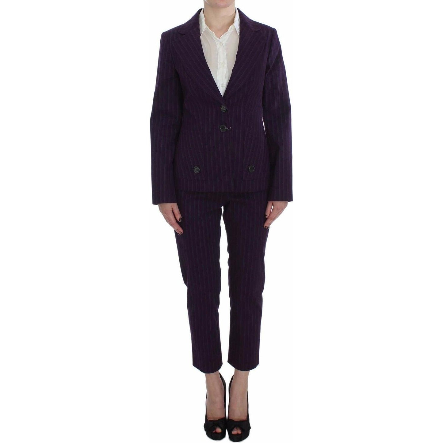 BENCIVENGA Purple Striped Stretch Coat Blazer Pants Suit BENCIVENGA