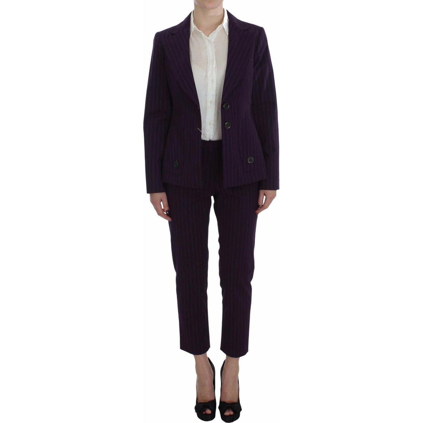 BENCIVENGA Purple Striped Stretch Coat Blazer Pants Suit BENCIVENGA