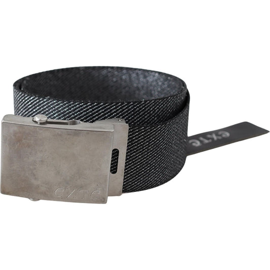Exte Black Silver Metal Brushed Buckle Waist Belt Exte