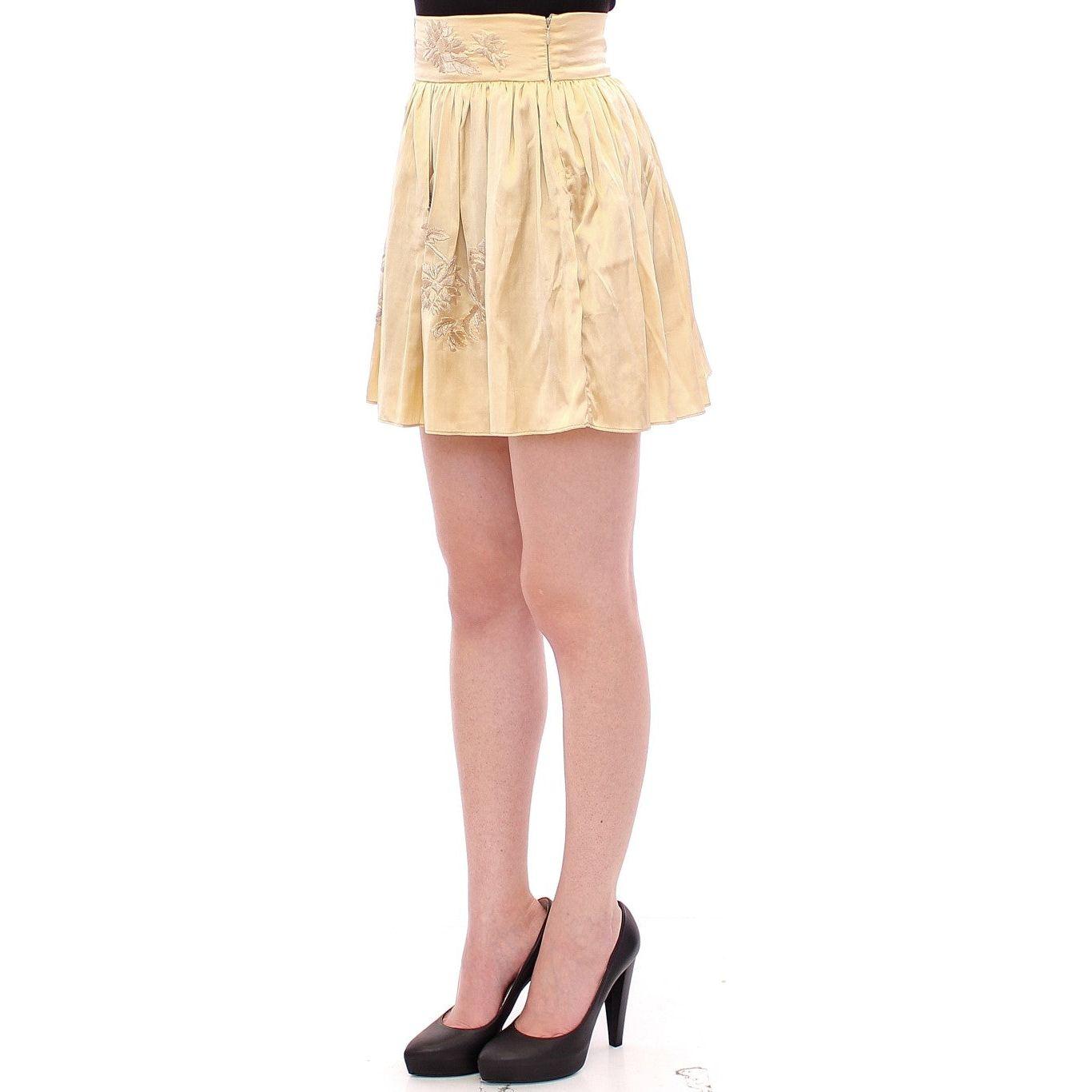 Andrea Incontri Beige Floral Embroidery Mini Skirt Andrea Incontri