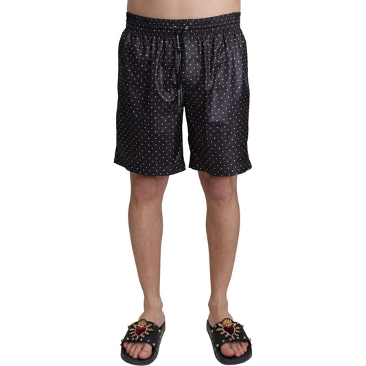 Dolce & Gabbana Black Polka Dot Print Beachwear Swimwear