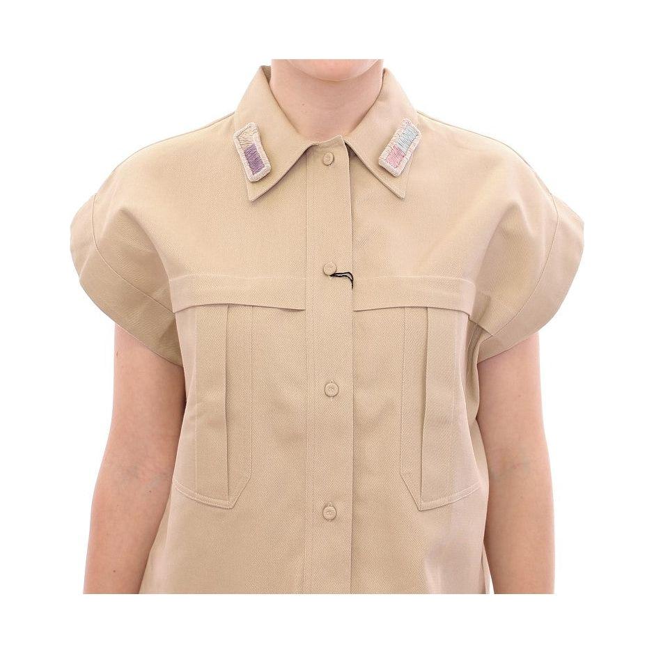Andrea Incontri Beige Sleeveless Blouse Top