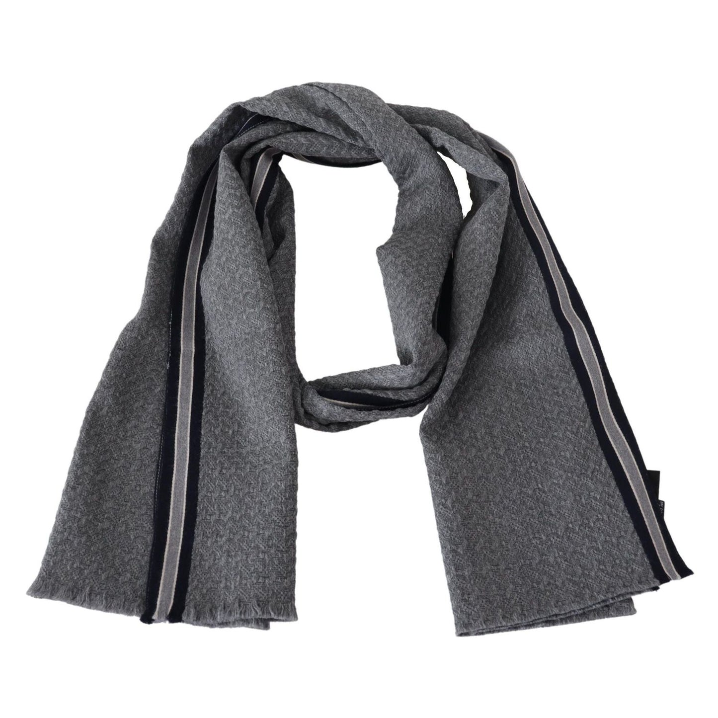 Missoni Gray Stripes Pattern 100% Wool Unisex Neck Wrap Scarf MS1951BG