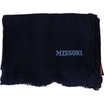 Missoni Blue Wool Knit Unisex Neck Wrap Scarf MS1997BG