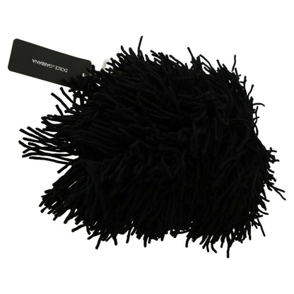 Dolce & Gabbana Black White Knitted Cashmere Animal Design Hat