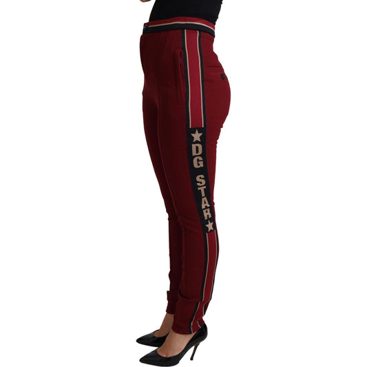 Dolce & Gabbana Red DG Star Striped Skinny Cotton Pant PAN71473-40