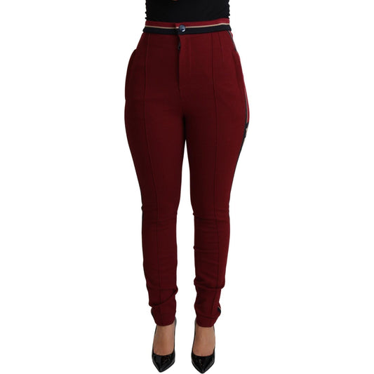Dolce & Gabbana Red DG Star Striped Skinny Cotton Pant PAN71473-40