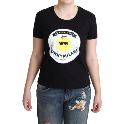 Moschino Black Cotton Sunny Milano Print T-shirt Moschino