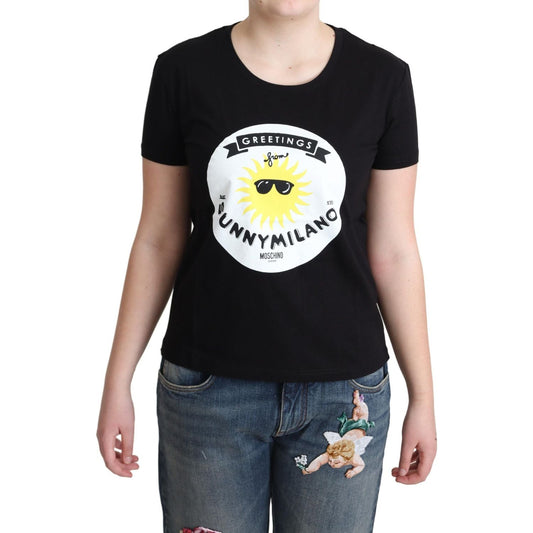 Moschino Black Cotton Sunny Milano Print T-shirt Moschino