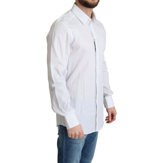 Dolce & Gabbana White Stripes Cotton Formal Dress Shirt TSH6174 -39