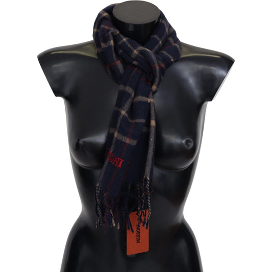 Missoni Black Checkered Unisex Neck Wrap Fringes Scarf 1728,67345645728,Accessories,Black,Material: 100% Camel Hair,Men,Men - Accessories,Missoni,New with tags,Scarves - Accessories,Scarves - Men - Accessories,Scarves - Scarves - Accessories
