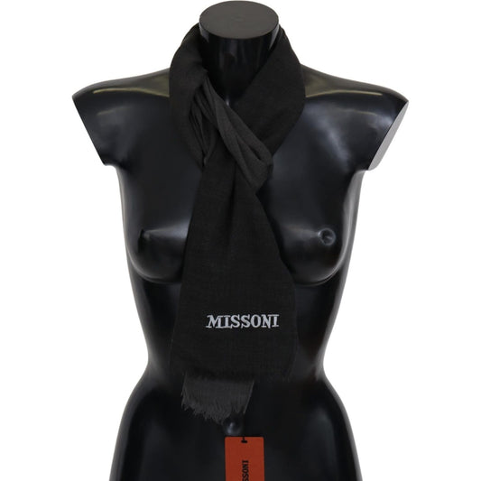 Missoni Black 100% Wool Unisex Neck Wrap Scarf 1728,67345645728,Accessories,Black,Material: 100% Wool,Men,Men - Accessories,Missoni,New with tags,Scarves - Accessories,Scarves - Men - Accessories,Scarves - Scarves - Accessories