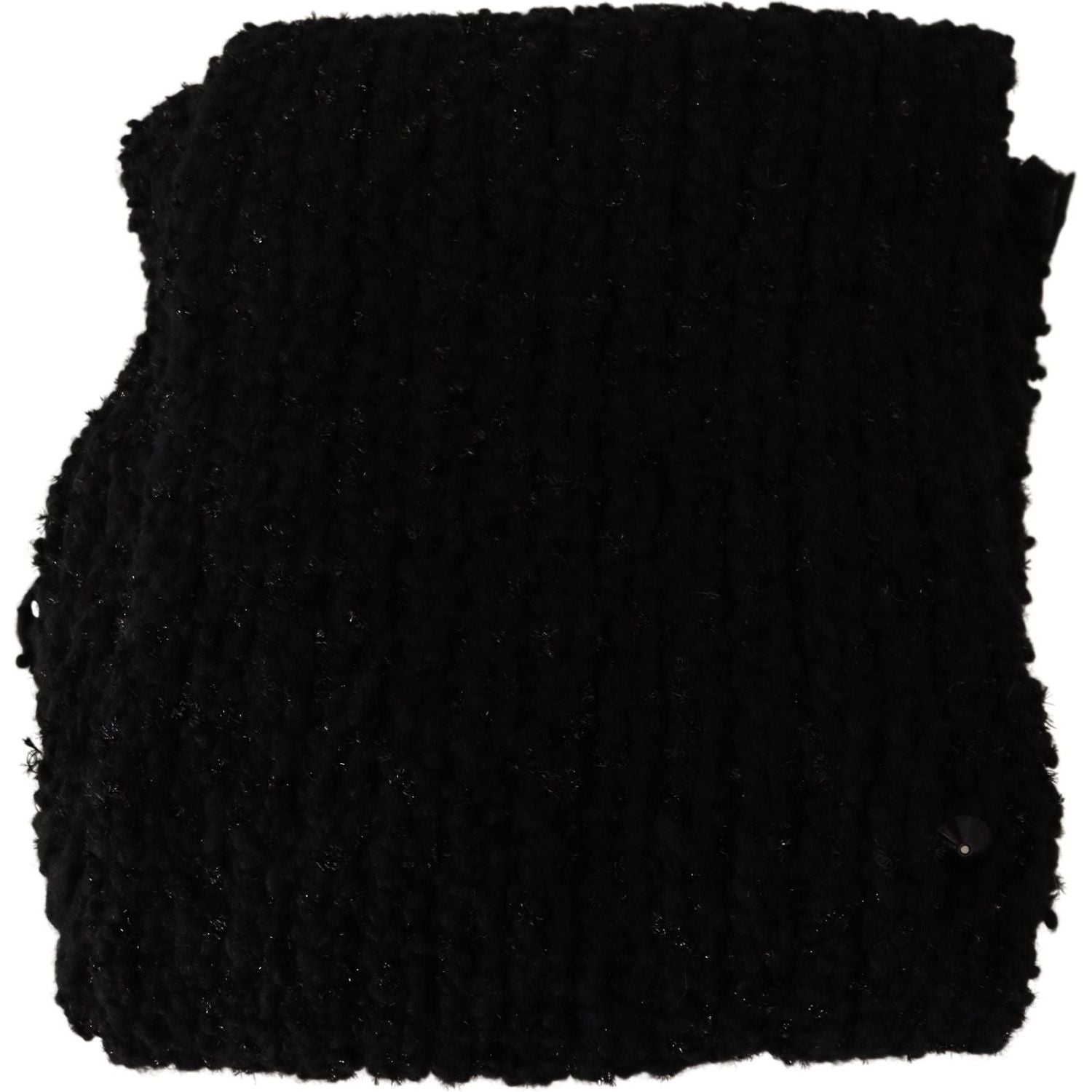 Dolce & Gabbana Black Virgin Wool Knitted Wrap Shawl Scarf