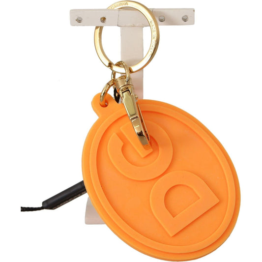 Dolce & Gabbana Orange Rubber DG Logo Gold Brass Metal Keychain 1728,67345645728,Accessories,Dolce & Gabbana,Keychains - Men - Accessories,Keychains - Other Accessories - Accessories,Material: Brass,Men,Men - Accessories,New with tags,Orange,Other Accesso