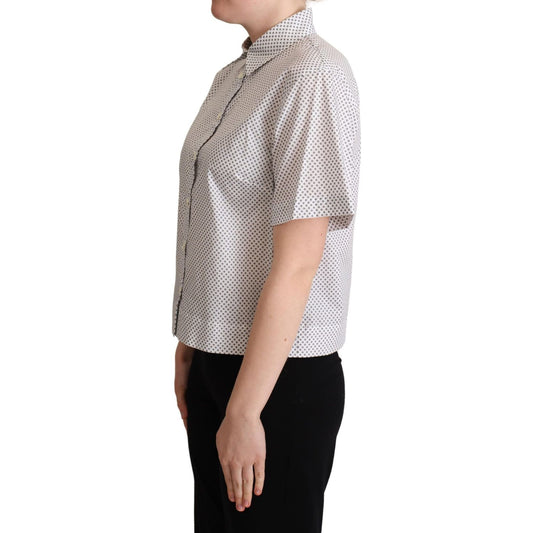 Dolce & Gabbana White Gray Polka Dots Collared Button Shirt TSH5969 -40