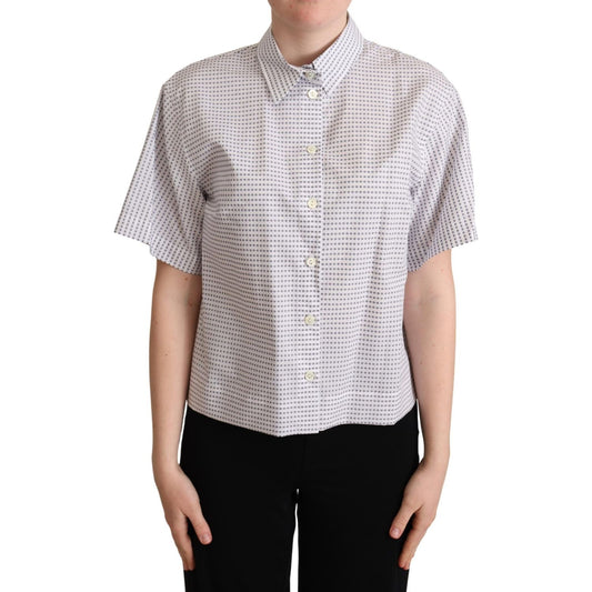 Dolce & Gabbana White Polka Dots Collared Blouse Shirt TSH5971 -42