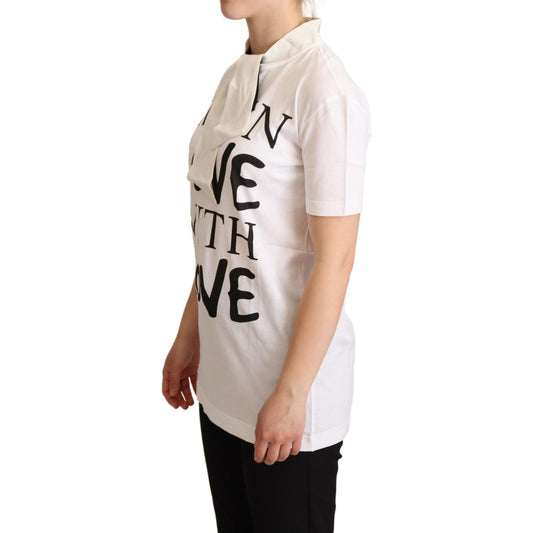 Dolce & Gabbana White Cotton Silk I'm In Love Top T-shirt TSH6341-38