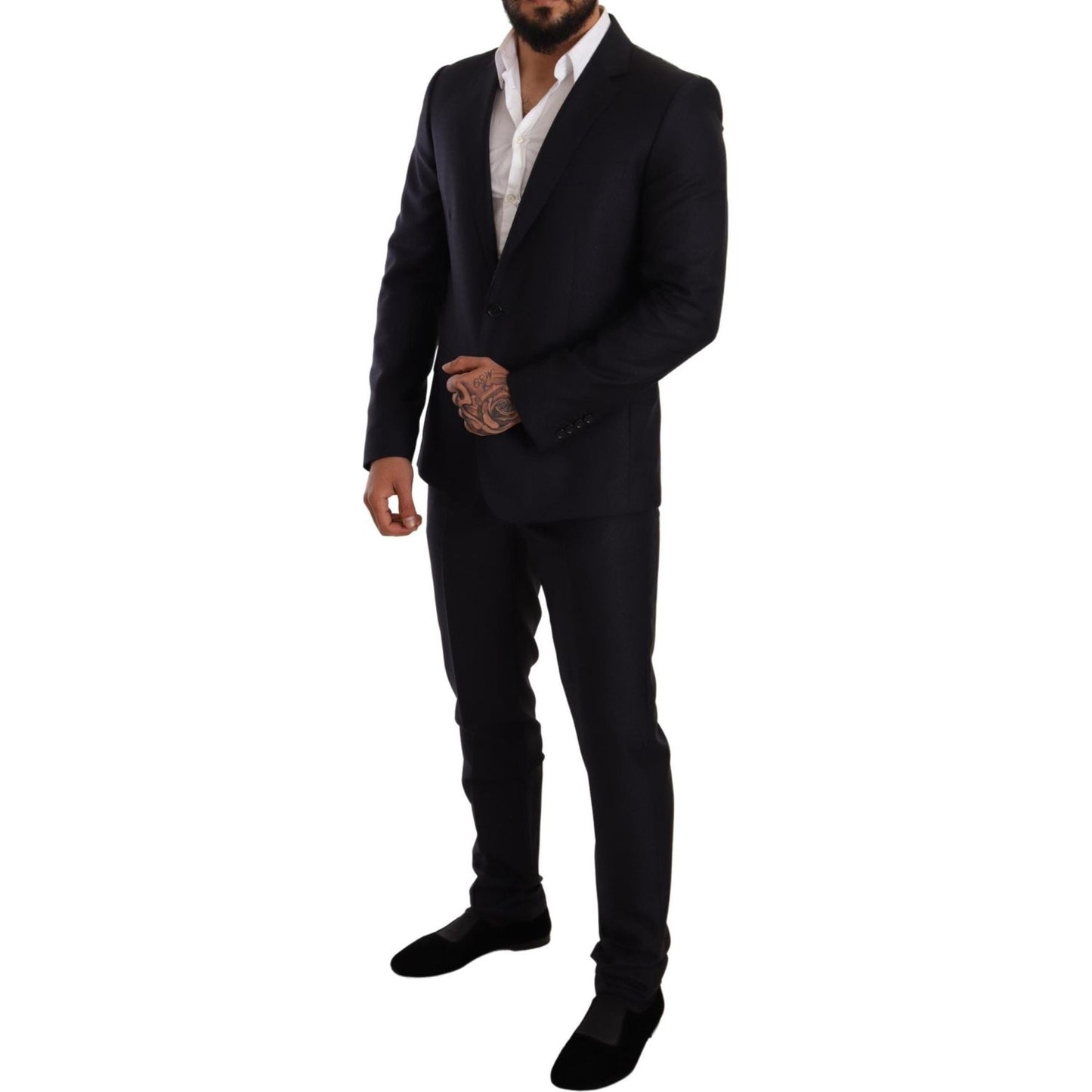 Dolce & Gabbana Blue Pattern MARTINI SLIM FIT 2 Piece Suit KOS1887-46