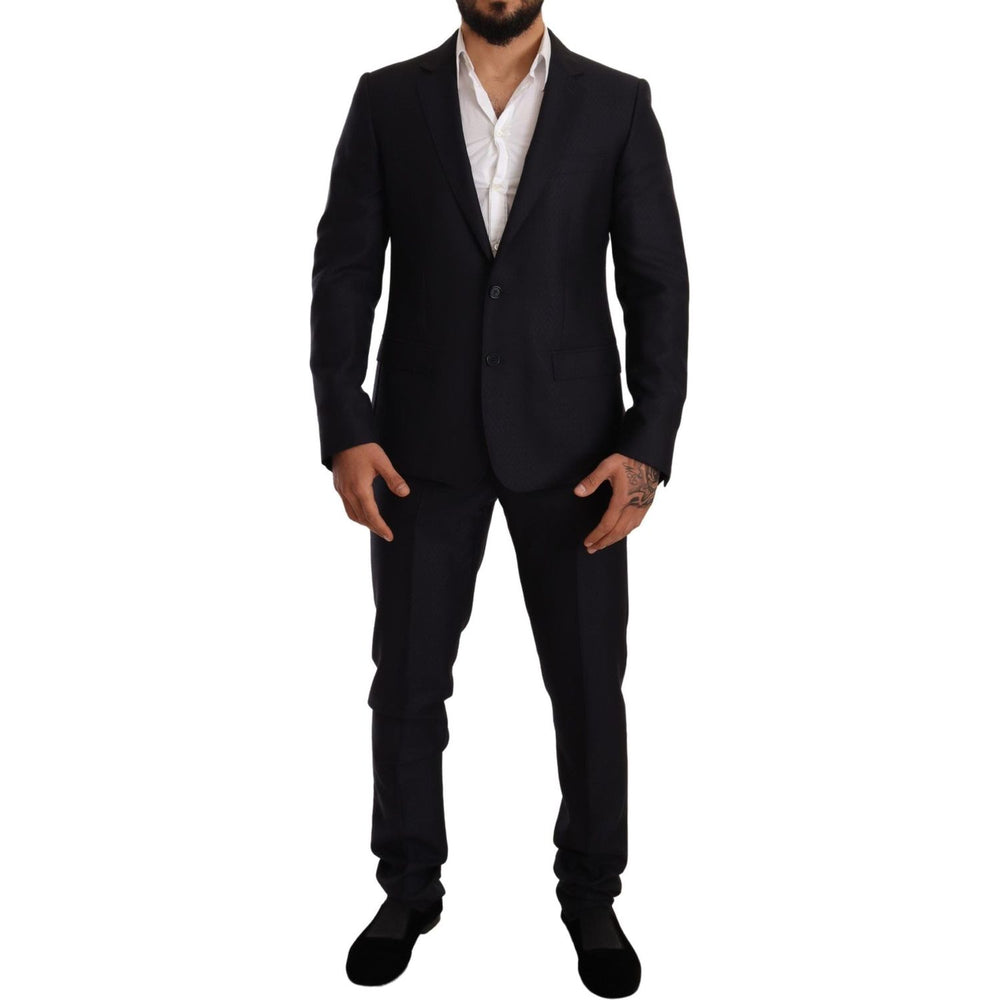 Dolce & Gabbana Blue Pattern MARTINI SLIM FIT 2 Piece Suit KOS1887-46